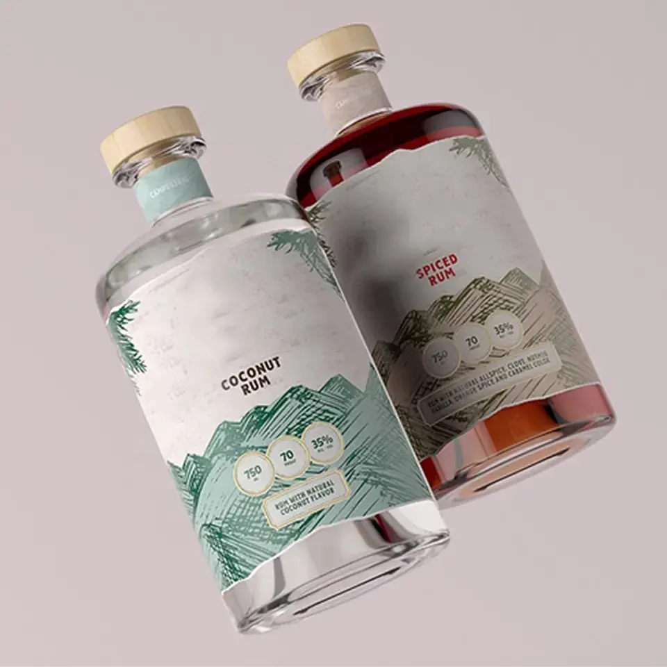 사용자 정의 빈 원형 유리 병 375ml 500ml 750ml 1000ml 유리 병 승리 술 마개와 음료수