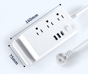 超薄型6-1電源ストリップ4 ACソケット付きUSB A + タイプC WT-2A1C-B USAアウトレットエクステンダー多機能PCB & PCBA - Product Image 1