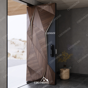 Çin'den cam özel güvenlik girişi ile yüksek kalite dayanıklı Modern anti-hırsızlık katı ahşap ön kapı - Product Image 6