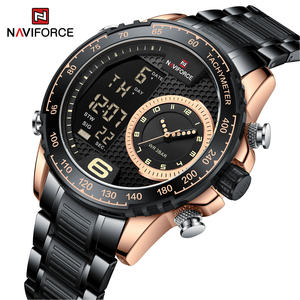 Naviforce นาฬิกาผู้ชาย9199นาฬิกาควอทซ์หรูหราโครโนกราฟกันน้ำตลอด24ชั่วโมงจอแสดงผล LCD นาฬิกาสปอร์ตเรืองแสง - Product Image 4