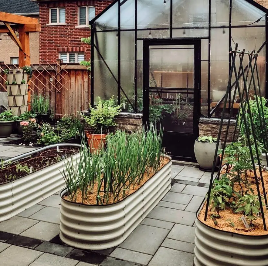 Camas de jardín elevadas de metal Maceta grande para exteriores Macetas de acero galvanizado