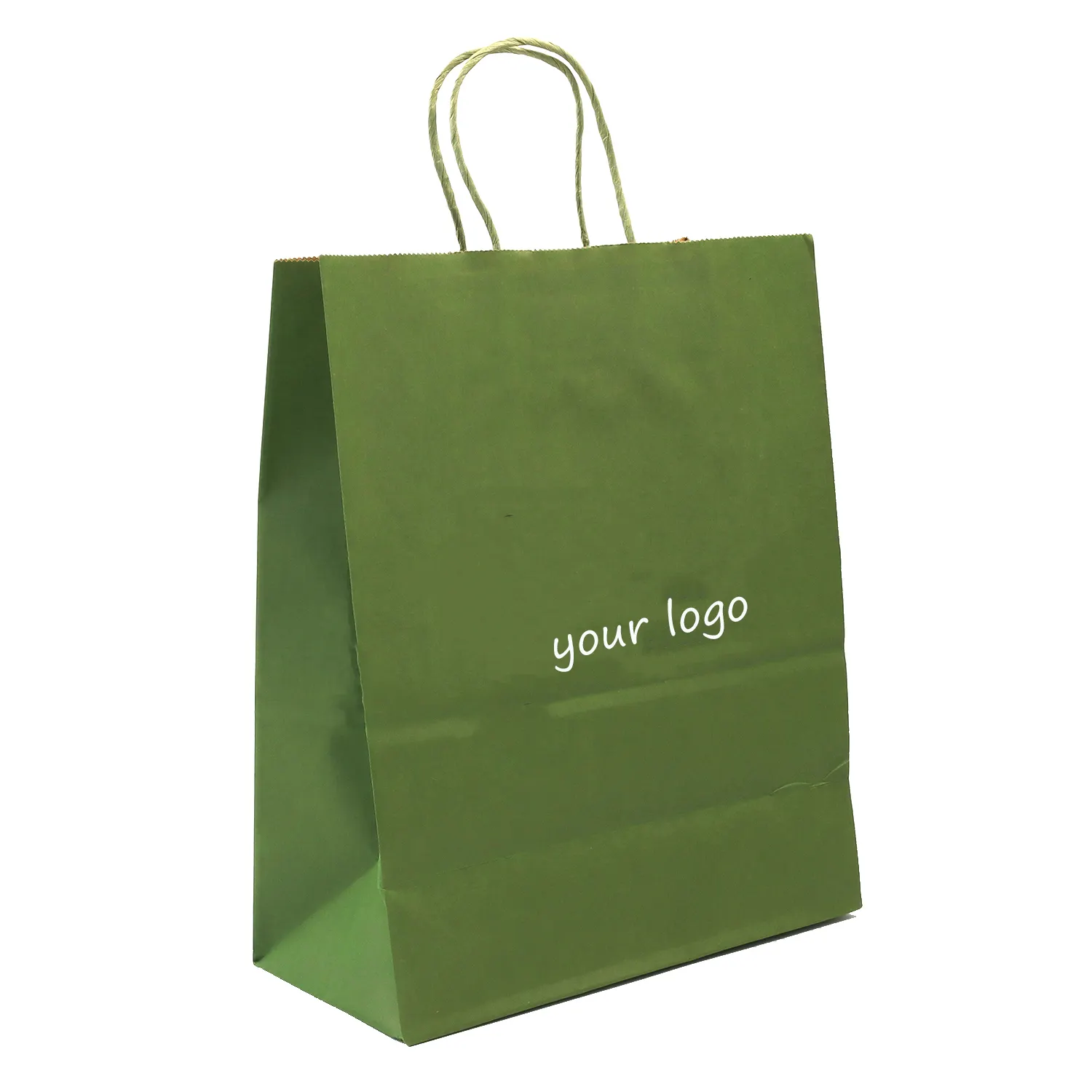 2023 vendita calda prezzo competitivo regalo shopping holiday kraft green paper bag formanufacturer factory fornitore