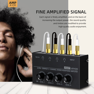 Mini interfaz de Audio profesional de 4 canales para estudio en casa, mezclador de auriculares estéreo de Metal, amplificador receptor, amplificador de auriculares portátil