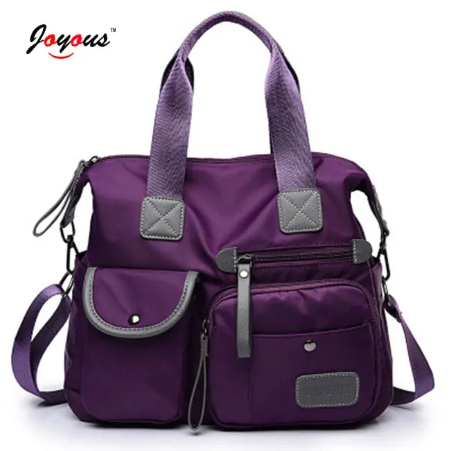 Bolsa de nylon para mulheres, bolsa de ombro, couro, decorada, portátil, para viagem