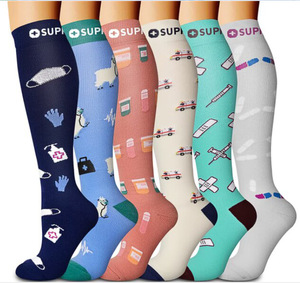 2024 New <strong>Style</strong> Manufacturer Custom Pattern Breathable Colorful Fancy Knee High Compression <strong>Socks</strong> - Product Image 2