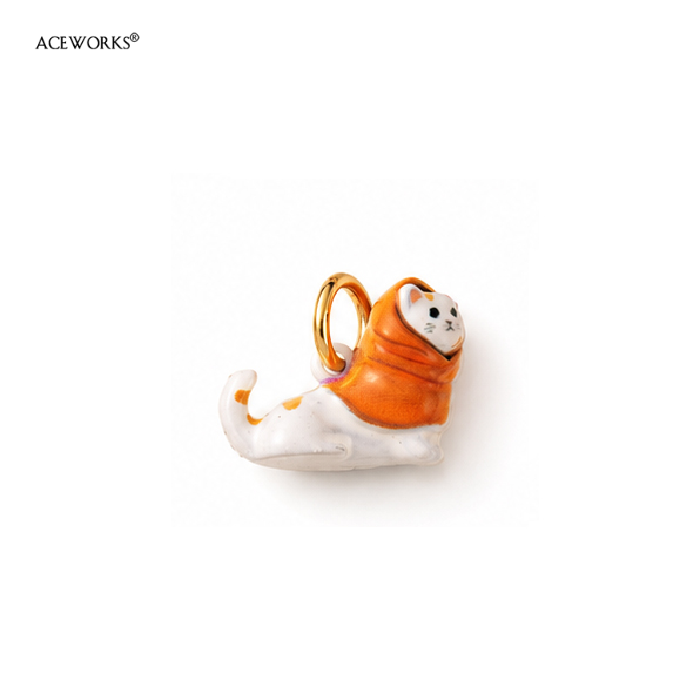 Breloque chat écharpe orange