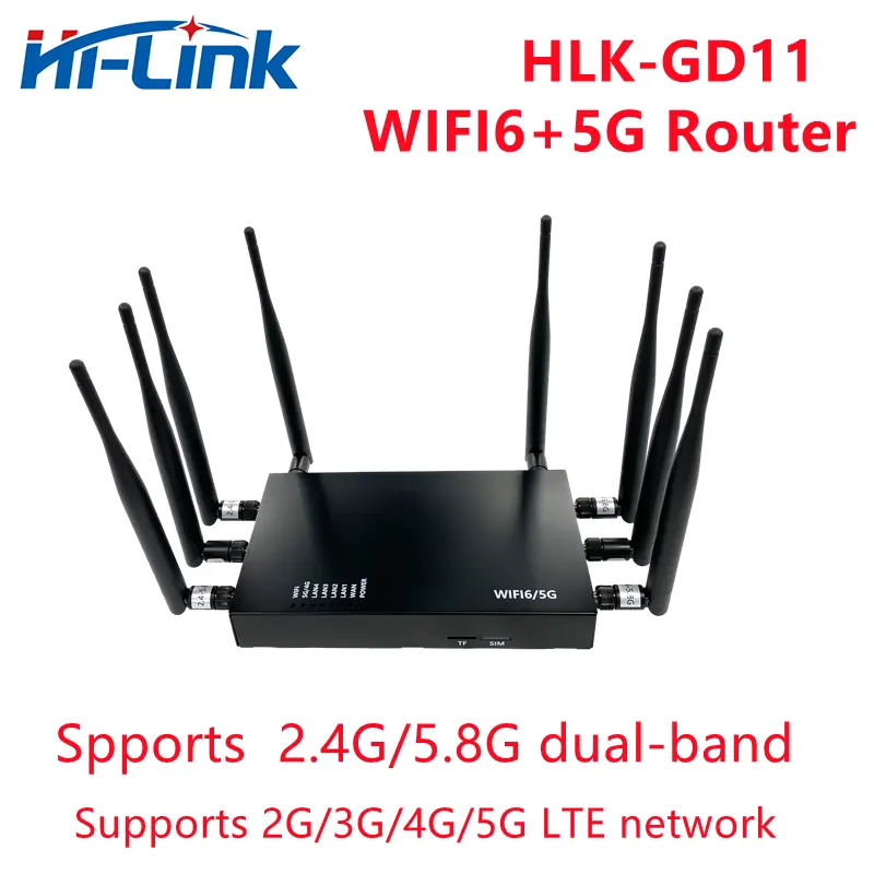 Enrutador de doble banda Original Hi-Link MT7621AT + MT7905DAN + MT7975DN Queltec 5G Openwrt con 8 antenas 6DBi, enrutador WiFi 6 + 5G, 1 unidad