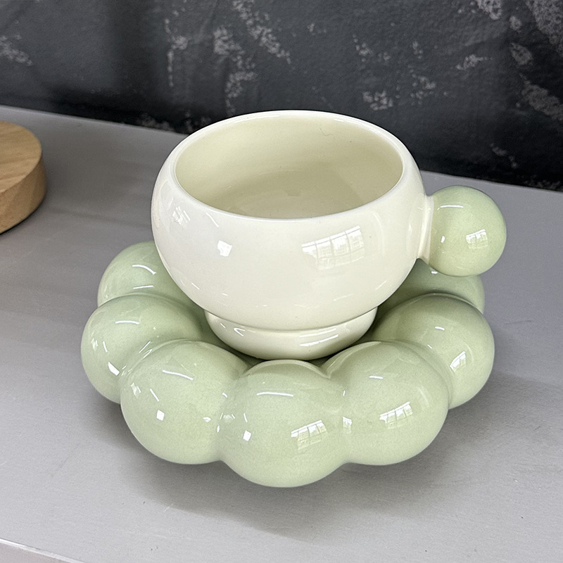 Tazza da caffè con piattino Marshmallow - verde fagiolo - 250 ml