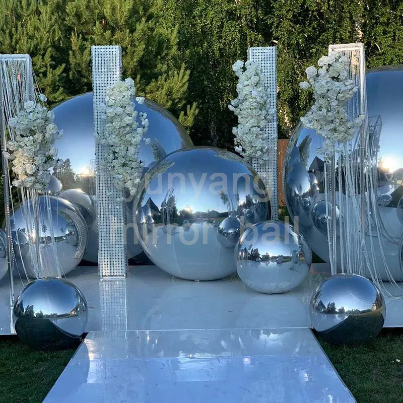 Espelho inflável para decoração, balão de espelho pendurado, esfera gigante para decoração, bola selada de ouro/prata