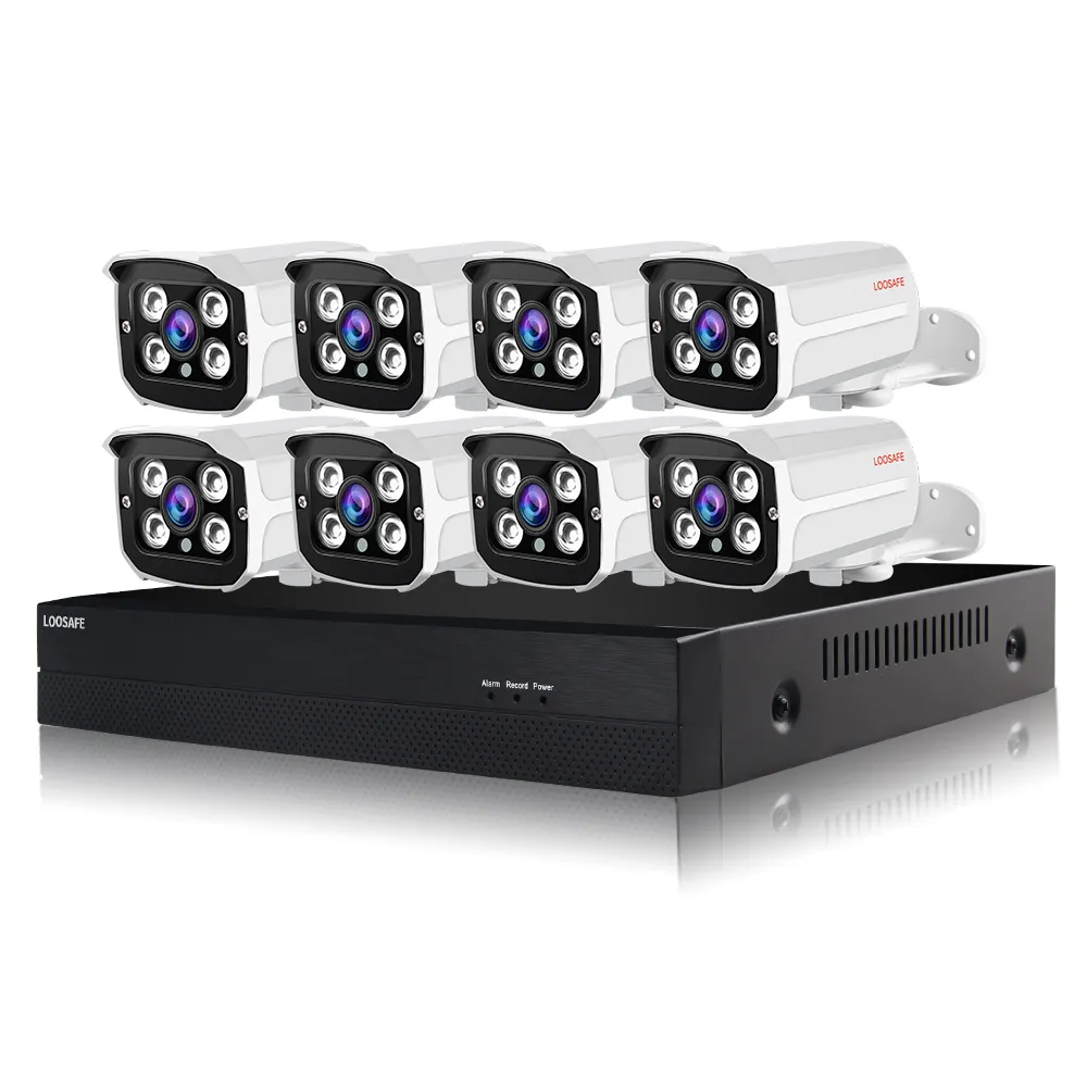 NEW!!!LOOSAFE Home Security 8MP 8CH AHD DVR KIT 8pcs Camera Set 4K High HD Cctv Kit