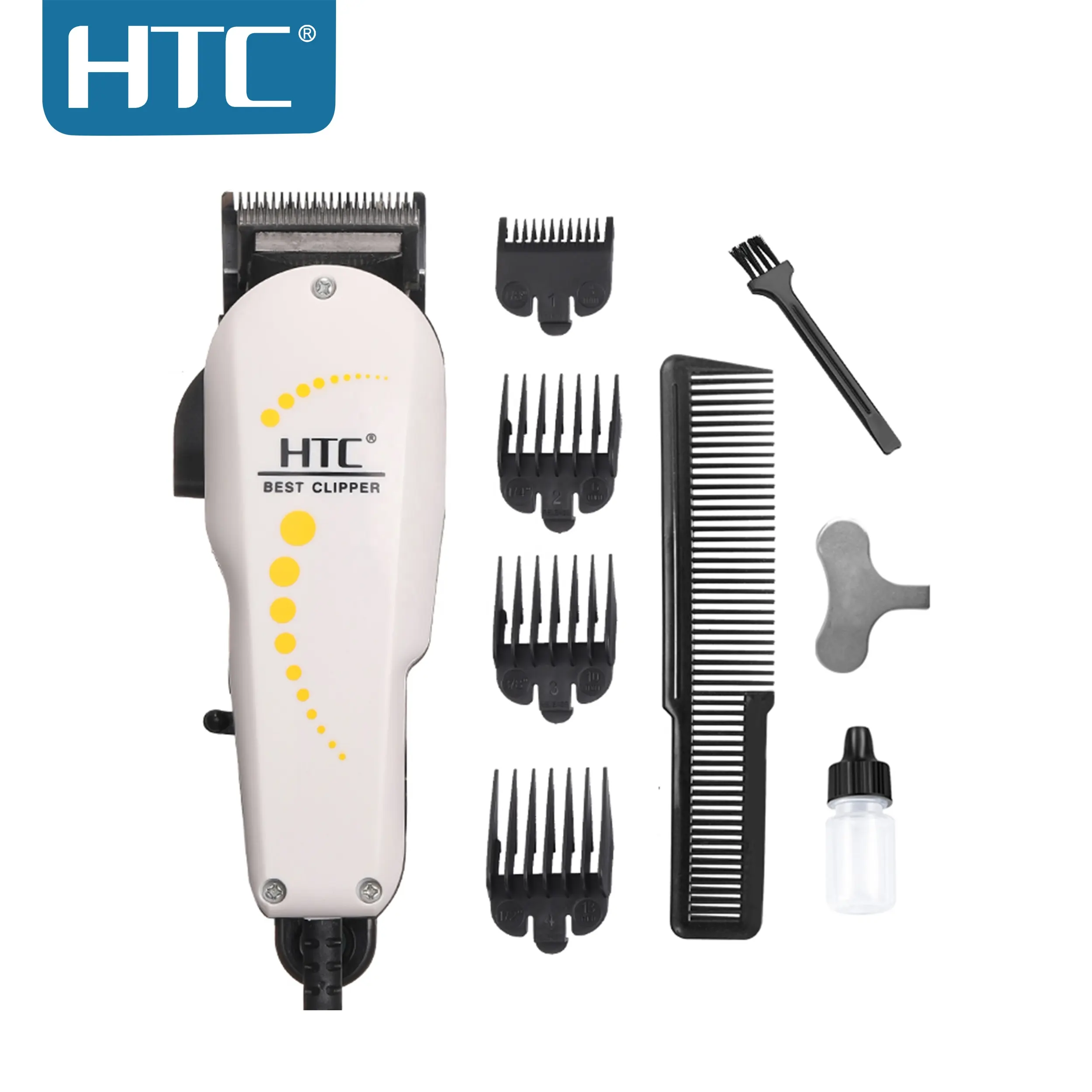 HTC CT-7605 funzione di raffreddamento di alta qualità T-10 tagliacapelli con pettine da barbiere con lama cromata in acciaio ad alto tenore di carbonio