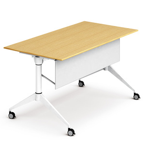 QS-TD05 Melamine Laminated Board <strong>Desktop</strong> Office Training Table Nesting Conference Table Flip Top Mobile Table - Product Image 1