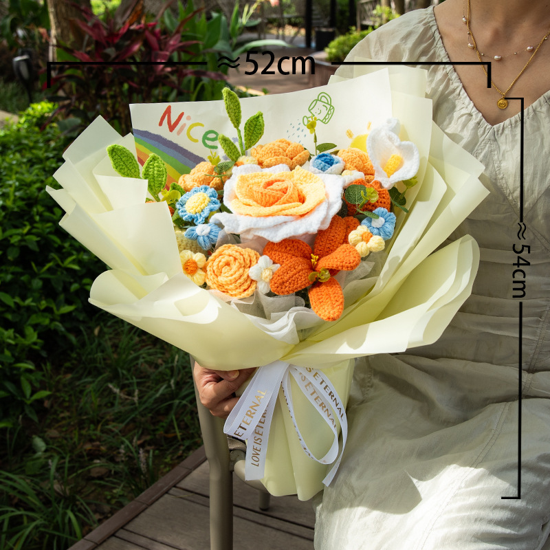 Thai Rose Knitted Large Bouquet - Yellow