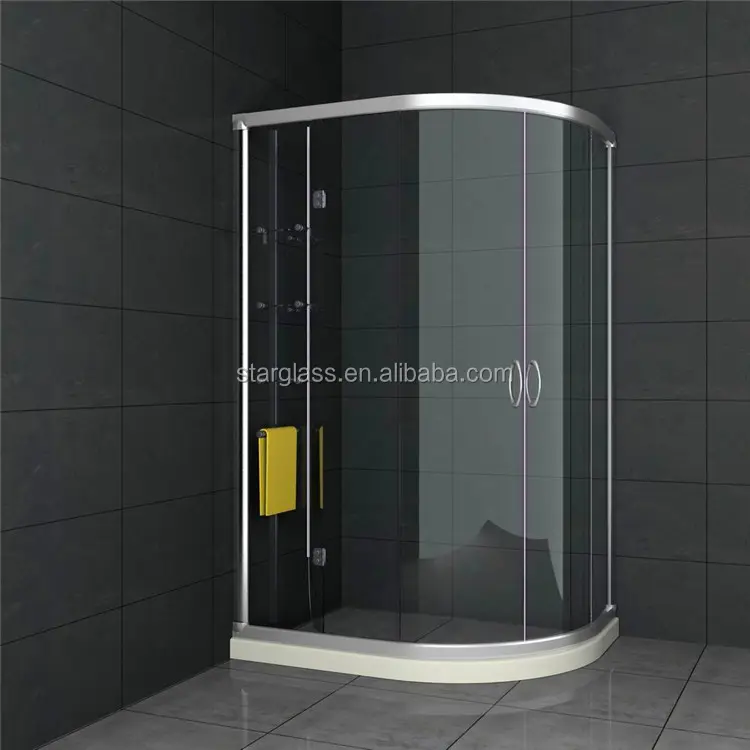 Flat curved tempered float glass panels for shower room