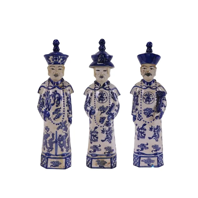 RZTV03 nouvelle arrivée de la dynastie chinoise Qing, ensemble de trois figurines en porcelaine des empereurs debout