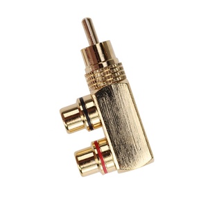 镀金铜1公对2母<span class=keywords><strong>RCA</strong></span>影音视频适配器插头分离器连接器转换器