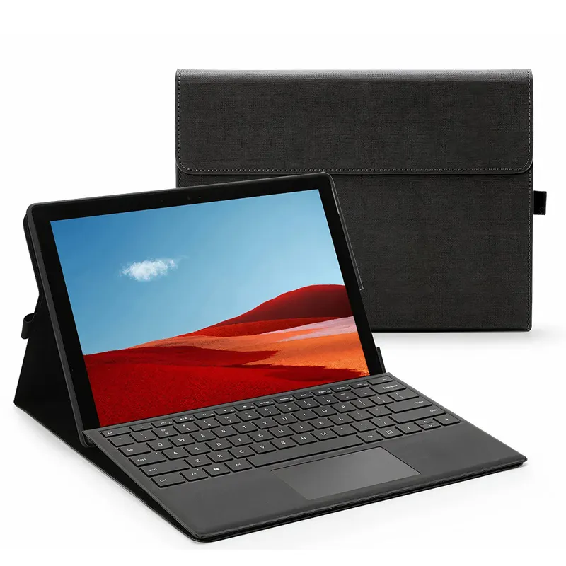 Casing Keyboard 13 Inci untuk Casing Surface Pro 9 Penutup Tablet PC Kulit Pu Dijahit Kualitas Tinggi untuk Microsoft Surface Pro 9 2022