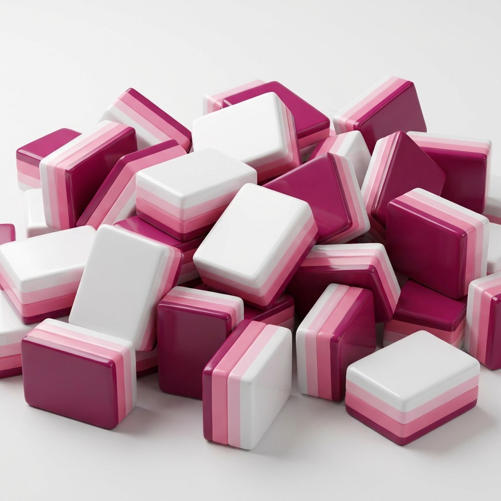 Glitterville Mahjong Tiles-Pink Candy