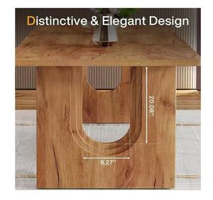 独特的家用家具矩形厨房餐桌，带木质底座 - Product Image 6