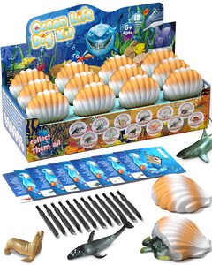 海洋动物挖掘套件，探索12套海洋动物玩具，海洋生物挖掘科学套件，儿童趣味教育茎礼品 - Product Image 1
