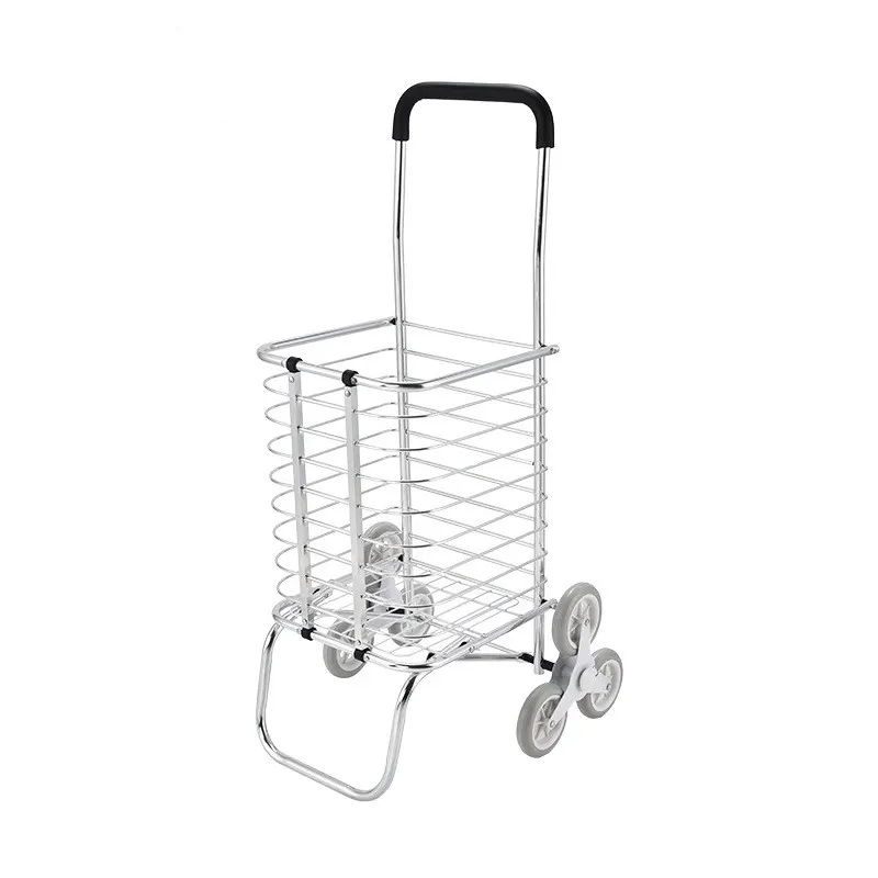 Carrito de compras de metal plegable al por mayor, ligero y práctico para carritos y carritos de compras