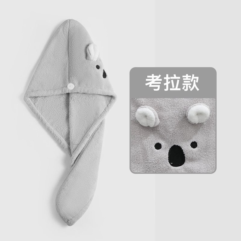 Hair drying cap - grey koala style
