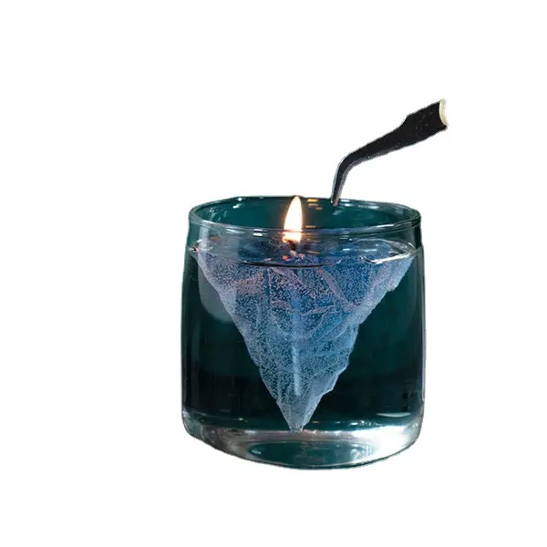 3D-Iceberg-Kunde  Glas  Wachs  Durchsichtig  hellblaue duftkerze kreatives luxuriöses Kerzenglas