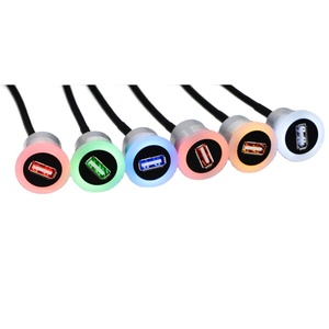 60米PC汽车仪表板安装USB 2.0公母插座延长板电缆不同led颜色 - Product Image 1