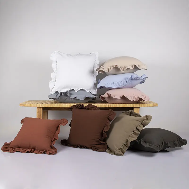 Sihome en yumuşak pamuk minder örtüsü kanepe yastık ruffled kenar özelleştirilmiş yastık yıkanabilir pamuklu kırlent kılıfı ev için