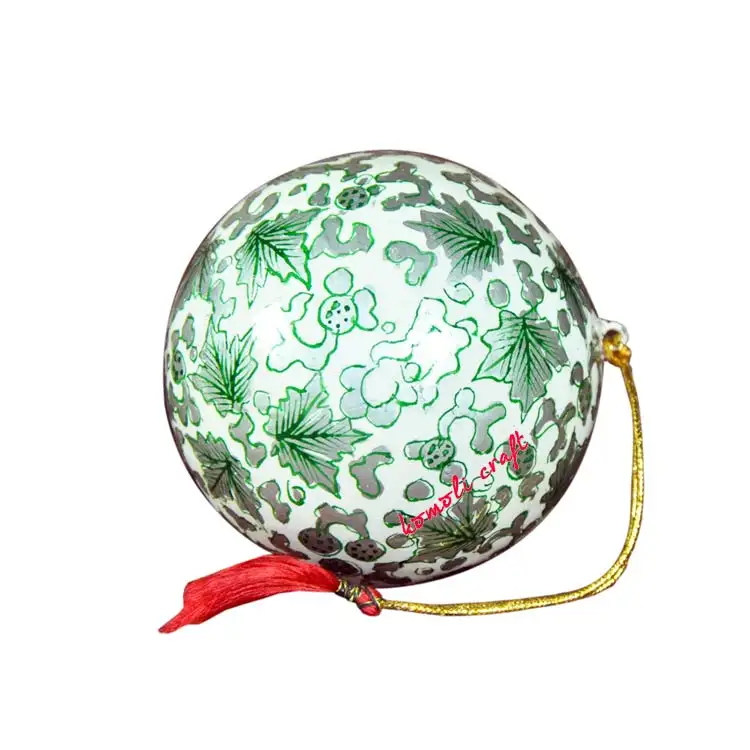 Decoração de bola de natal de estilo indiano pintado à mão, enfeite de pendurar