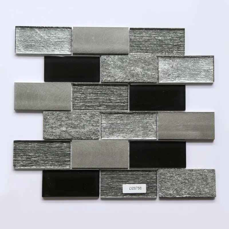 300x300mm Decorazione di Interni Piastrelle di Vetro Mosaico di Pietra di Marmo Nero Naturale