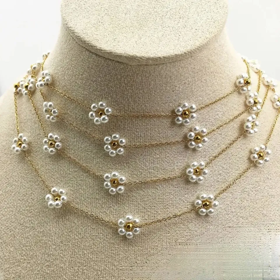 Cadena de perlas de agua dulce de gran venta, cadena de cobre chapada en oro y plata, cadena de joyería fina, Venta caliente de 2, 0