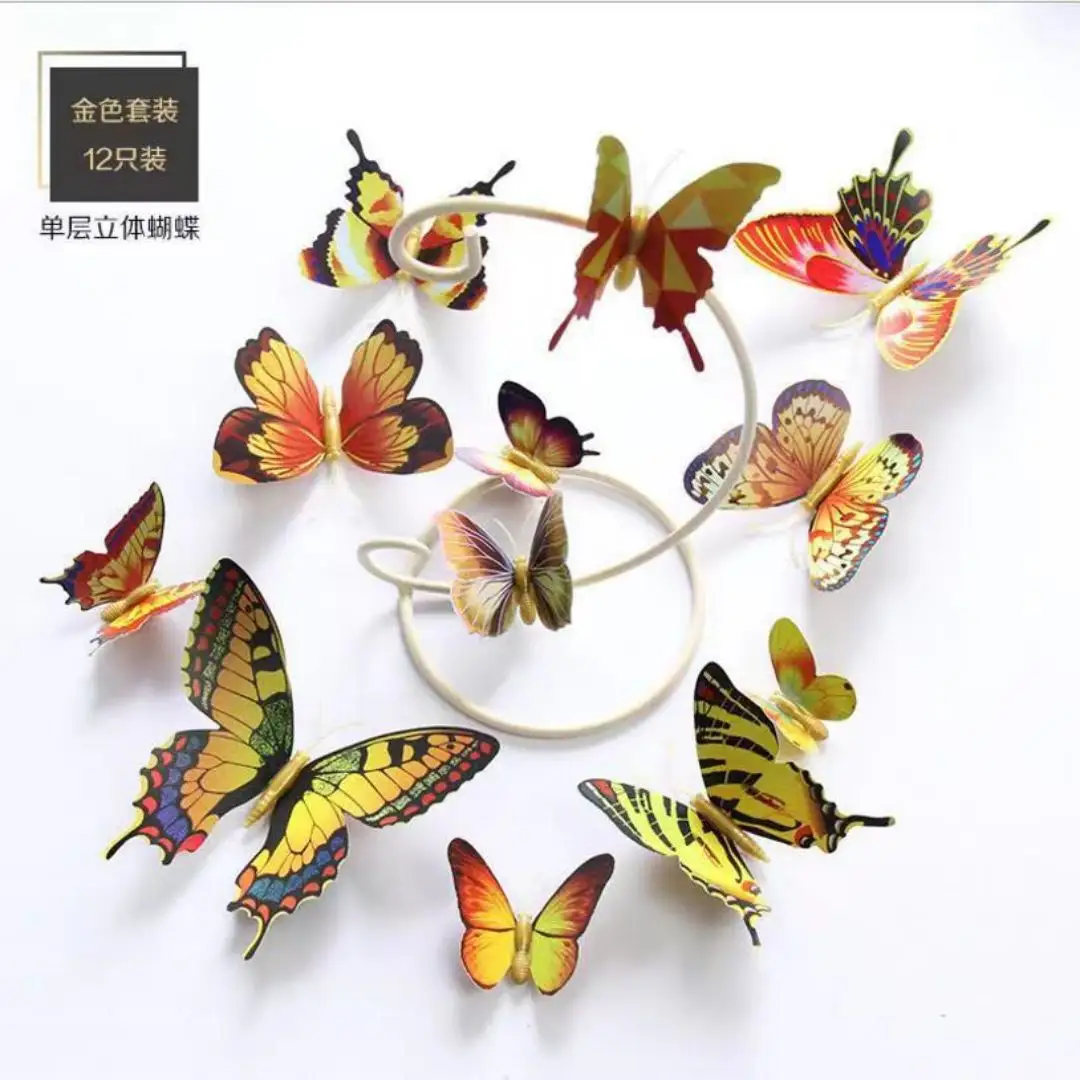 Top ranking fornecedores por atacado simulação 3D dupla borboleta DIY pin estilo decorativo artesanato PVC plástico borboleta ímã
