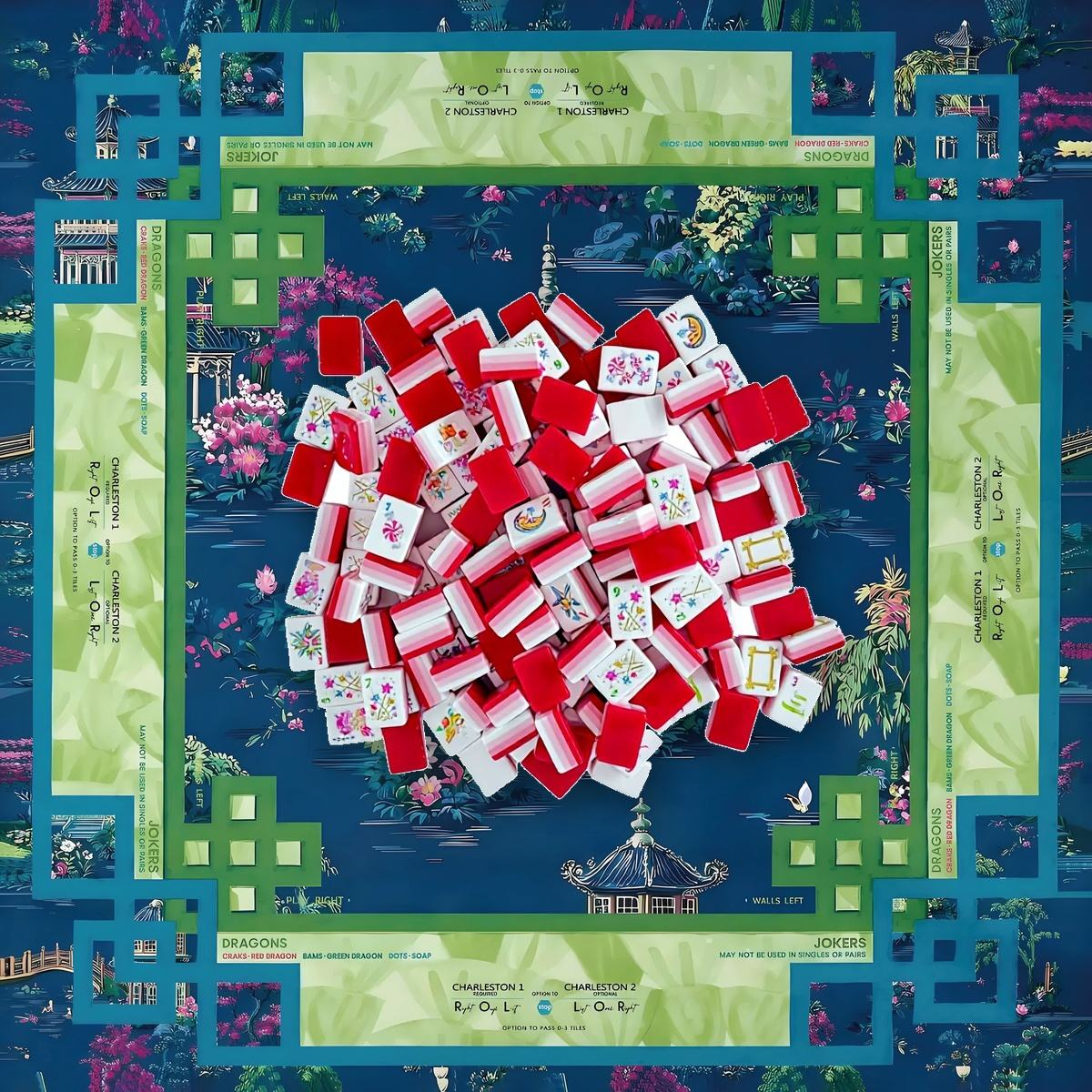 Light Pink Mahjong Tiles and Mat Set 10