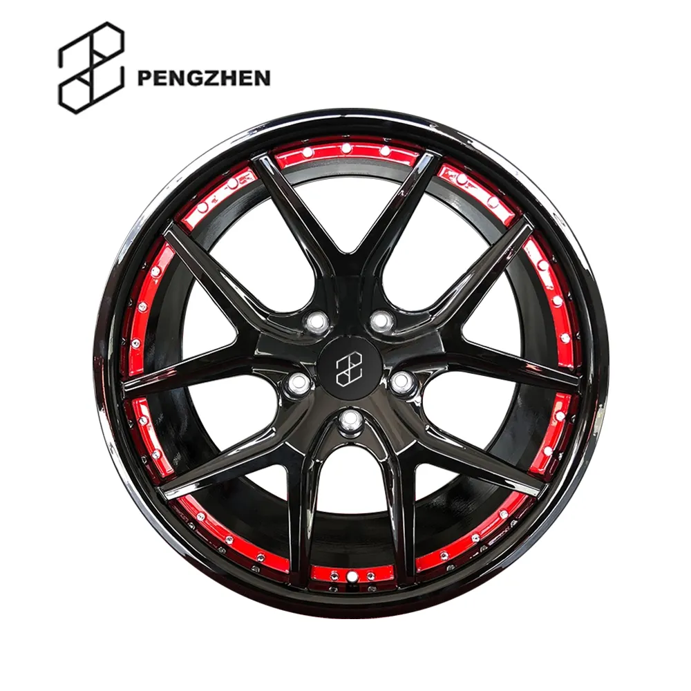 Pengzhen Mono Bloco Preto e Vermelho 5 furos 5x114.3 16 17 18 Polegada jantes roda de carro de passageiros para Honda civic