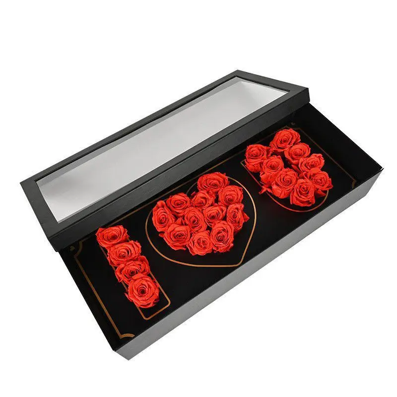 Expédition bon marché! Boîte à fleurs pliable pour la fête des mères, disponible en rose, blanc et noir, 16 pièces par carton