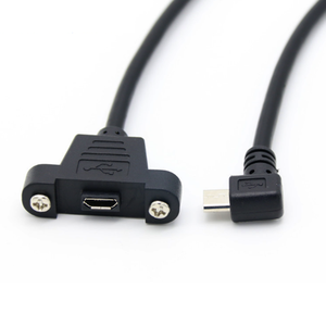 0.3m 0.5m微型USB 5针90度USB 2.0公连接器至带螺钉面板安装孔的微型母延长线 - Product Image 4