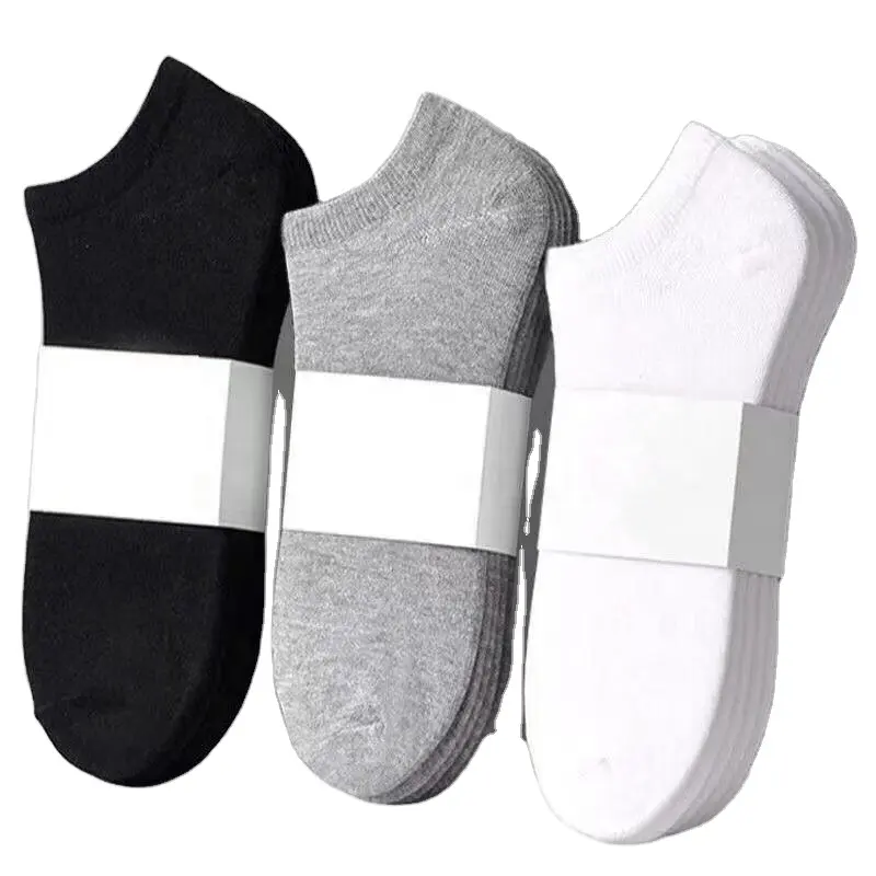 QS Custom Private LOGO Unisex Men's Socks Cheapest Price Solid Color Boat Socks Breathable Sweat Absorbent Low Top Socks