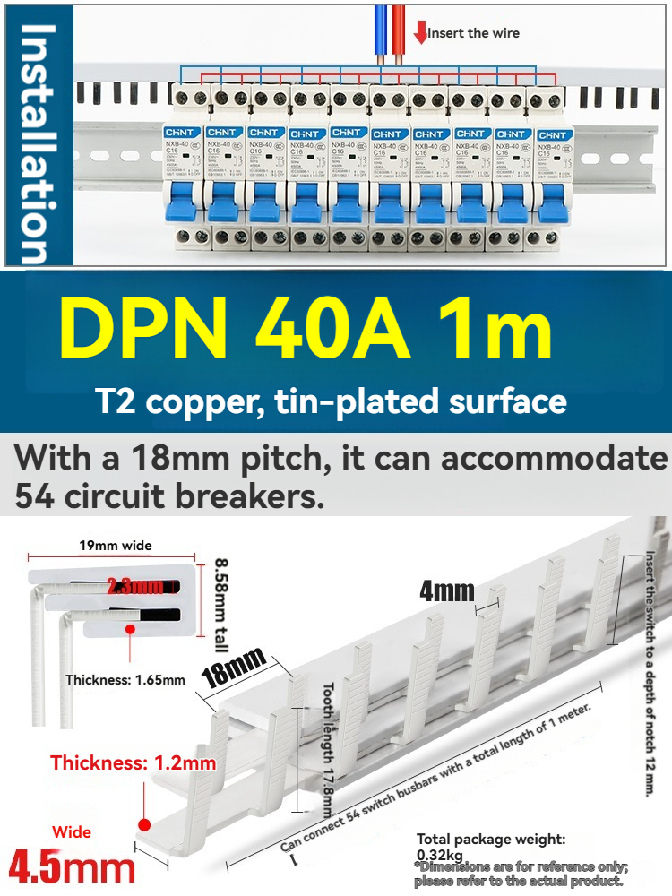 DPN 40A (1m connection for 54 1P MCBs)