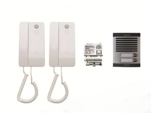 Prezzo di fabbrica Audio citofono kit con porte bianche telefoni e trasformatore 2 pulsanti di chiamata pannello in alluminio per più appartamenti - Product Image 4