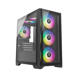 JNP Großhandel Beliebte Design Gamer CPU Schrank Fälle & Türme Matx Desktop USB 2.0 Gehärtetes Glas PC <span class=keywords><strong>Computer</strong></span> Gaming Fall