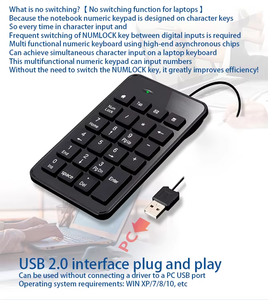 Teclado digital con cable 23 teclas Supermercado Recibos Banco Contabilidad financiera Valores Ordenador portátil Mini teclado - Product Image 5