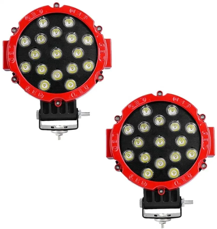 LED Pod Light Bar 7นิ้วไฟสปอตไลท์ Led สีแดงดำ51W,ไฟออฟโรดสำหรับขับรถใช้ได้กับรถบรรทุกเรือ SUV ATV