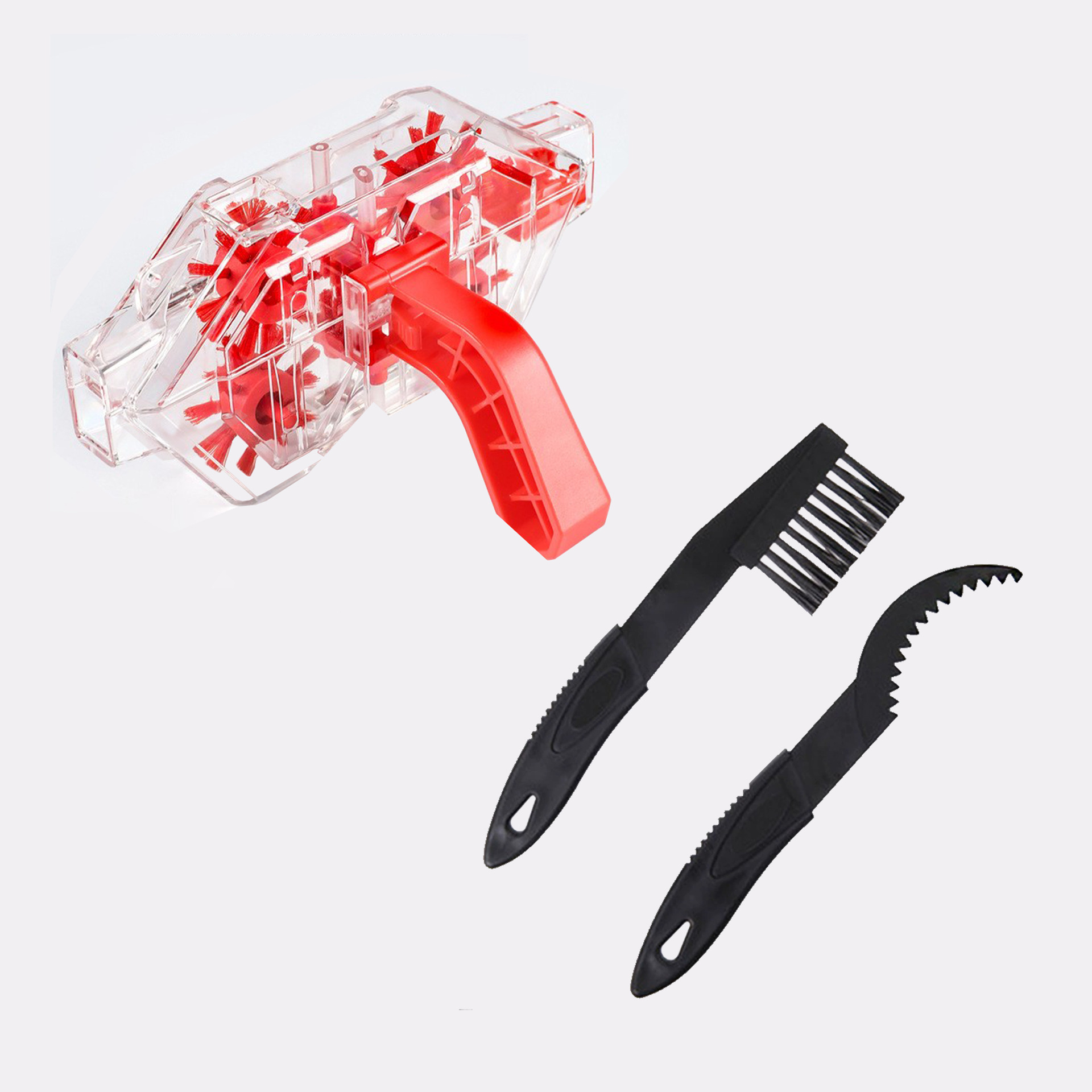 Transparent chain washer + unmarked small brush