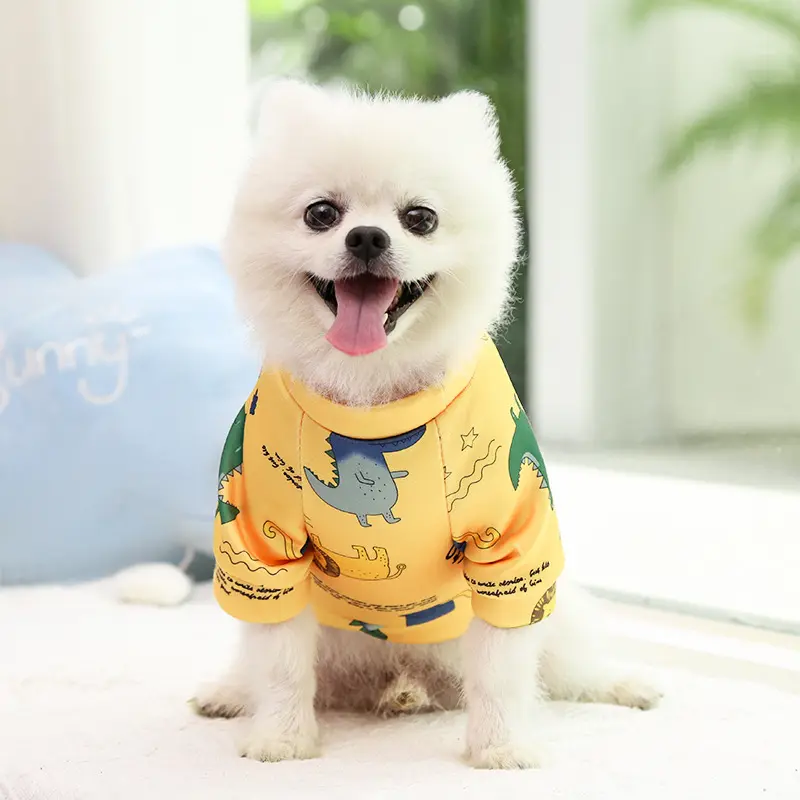 Printed cartoon pet clothes plus fleece two-legged hoodie Spring and winter pullover dog cat clothes fleece sweaters