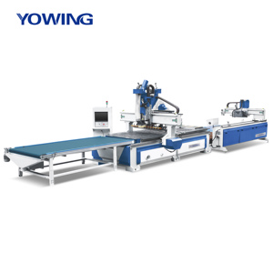 Máquina anidadora CNC para carpintería, enrutador CNC con etiquetado automático, carga automática, descarga automática