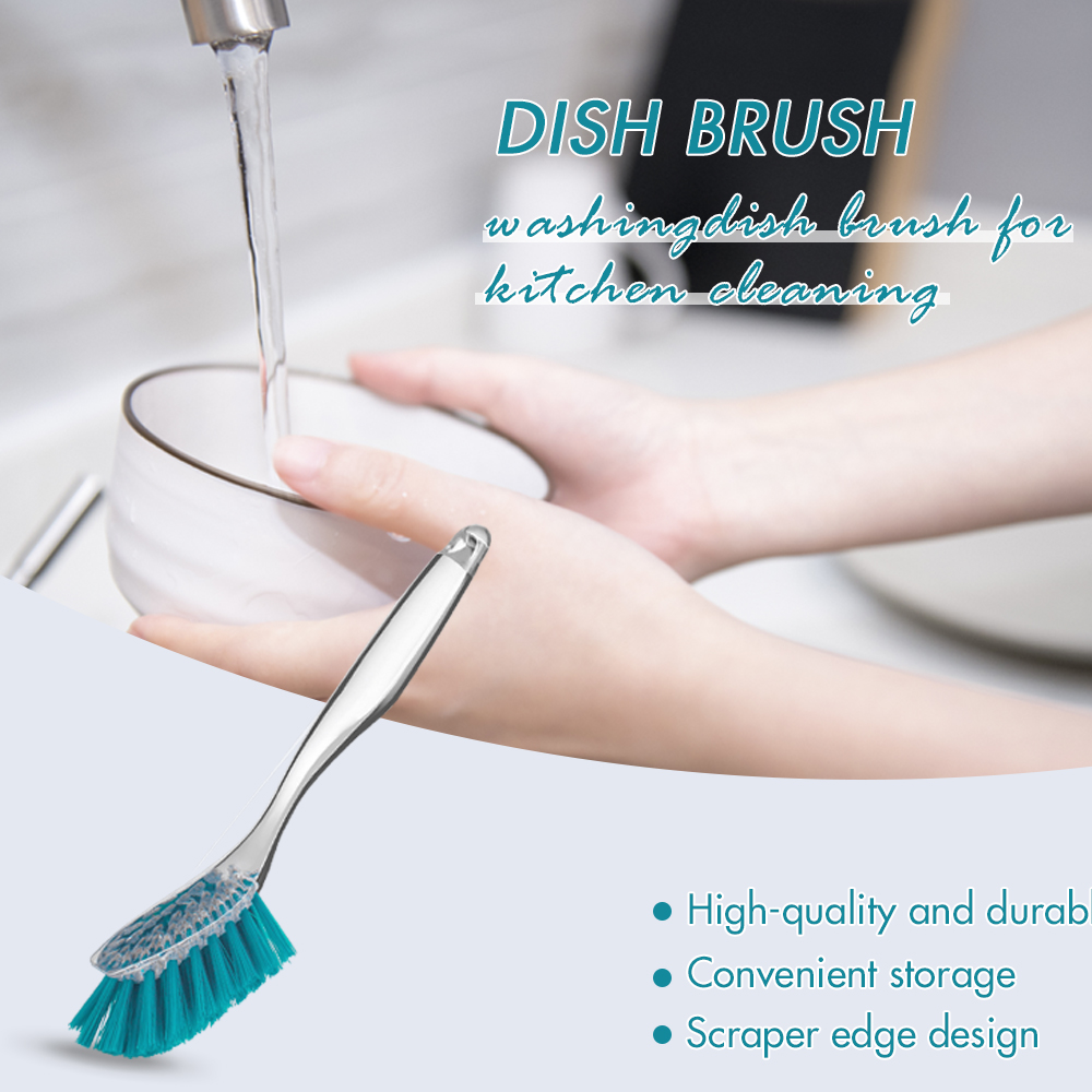 Cute Long Handle Plastic Kitchen Scrubbing Cleaning Dish Brushes Scrub Washing-up brush For Frying Pan