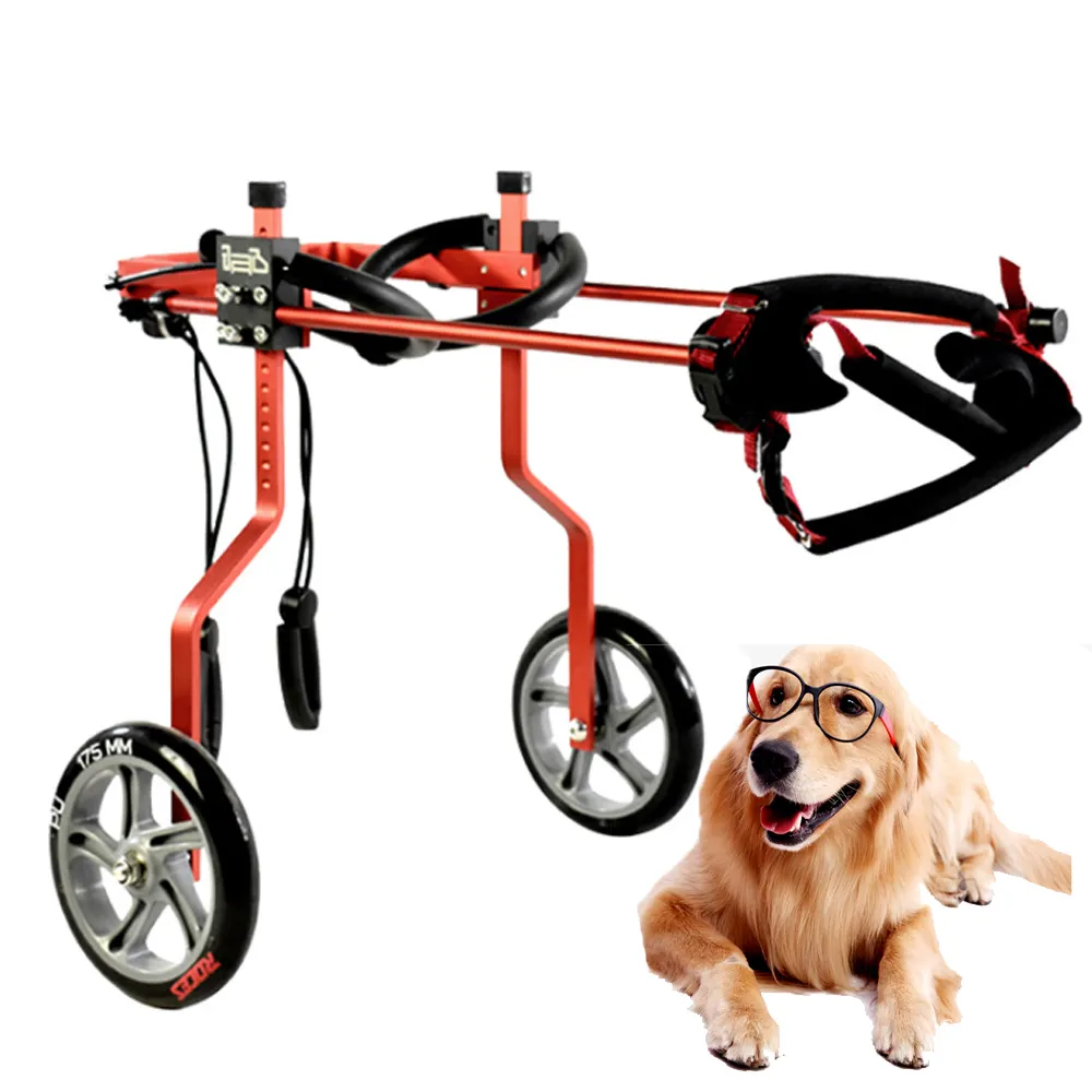 Üretim fabrika için yüksek kaliteli köpek arka tekerlekli sandalye hareketlilik tekerlekli tepsi araba engelli Pet Walker için ön ve arka bacaklar