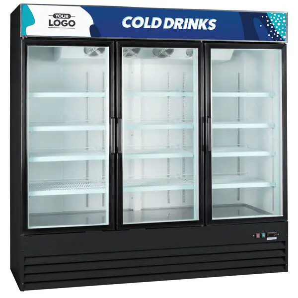 ซูเปอร์มาร์เก็ตเชิงพาณิชย์แนวตั้งเสียบในประตูกระจกตรงพลังงานเย็นเครื่องดื่มแสดงตู้เย็นตู้แช่แข็ง