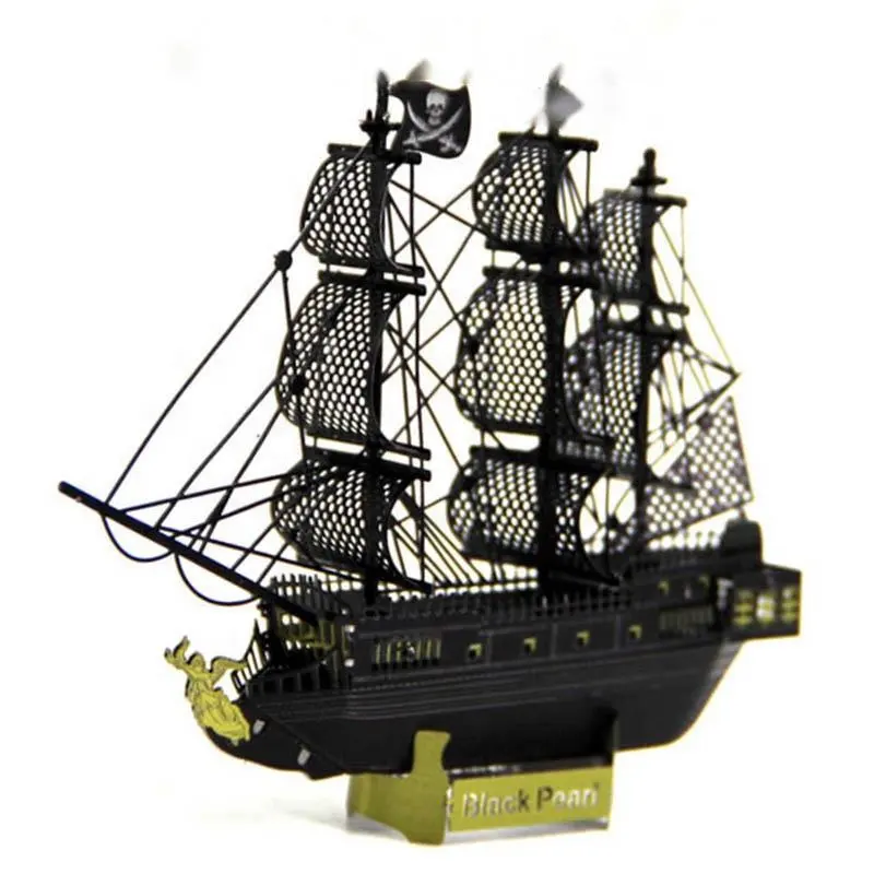 Kapal Mutiara Hitam DIY Kapal Jigsaw Destroyer Titanic Mayflower Kapal Selam Rusa Emas Puzzle Logam 3d